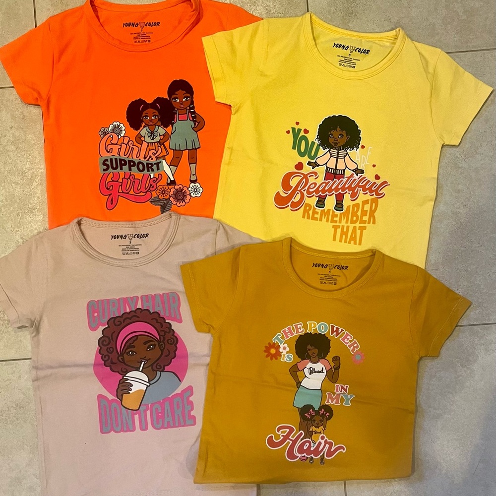 4 Girls short sleeve tee shirts with assorted screens
